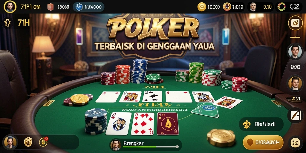 Screenshot utama 71H menampilkan aksi seru permainan Poker.
