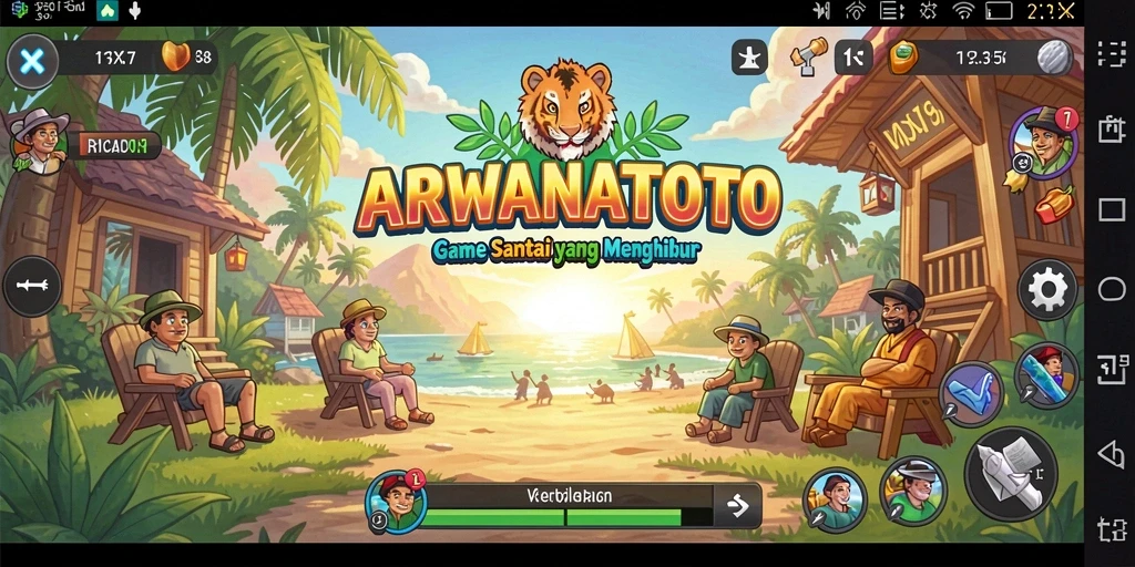 Screenshot utama ARWANATOTO menunjukkan gameplay yang menyenangkan dan penuh warna.