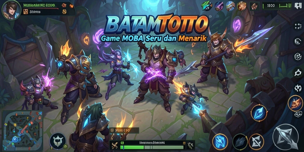 Screenshot utama BATAMTOTO menampilkan aksi gameplay MOBA yang seru.