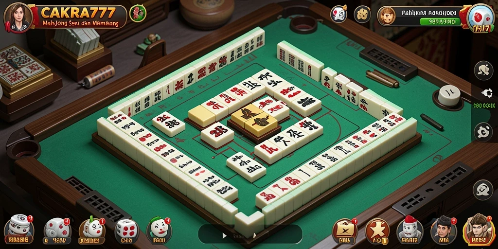 Tampilan gameplay seru CAKRA777 dengan elemen Mahjong yang menarik.