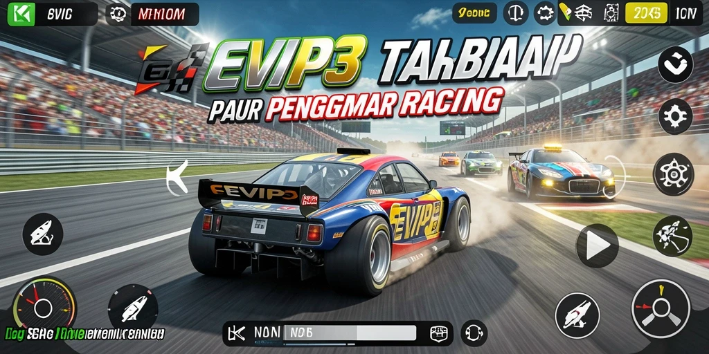 Tampilan gameplay penuh adrenalin di EVIP3, balapan mendebarkan menanti.