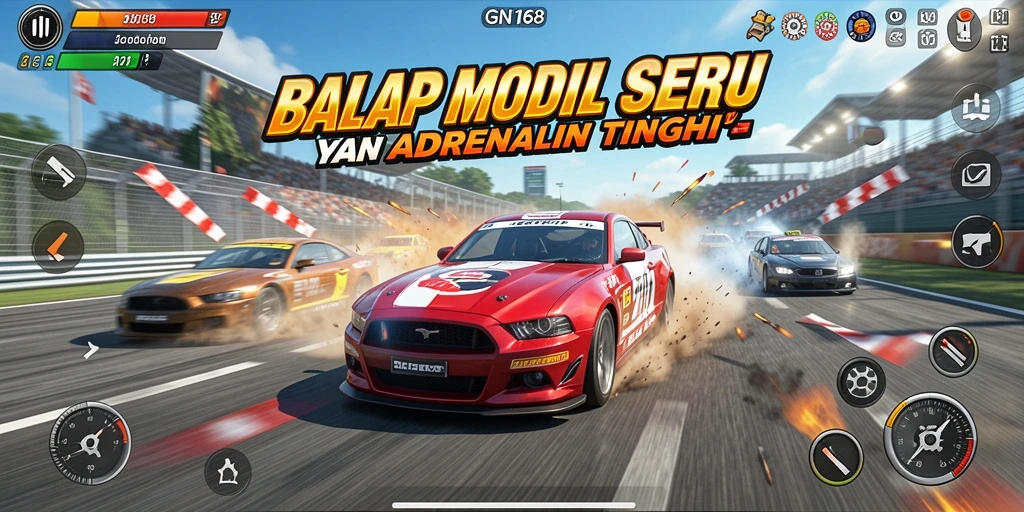 Screenshot gameplay GN168 dengan aksi balap yang mendebarkan.
