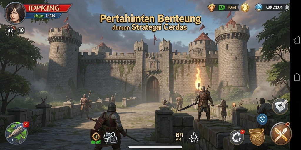 Screenshot gameplay IDPKING menunjukkan pertahanan yang kuat dan strategi menara berpadu.