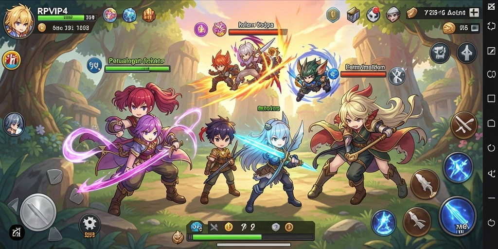 Tampilan gameplay RPVIP4 yang memukau dan penuh warna.