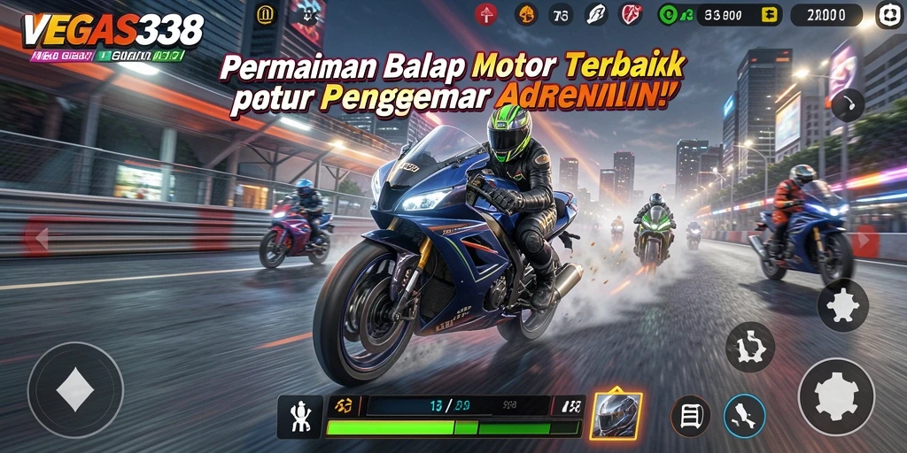 Tampilan gameplay balap motor yang seru dan menegangkan di VEGAS338.